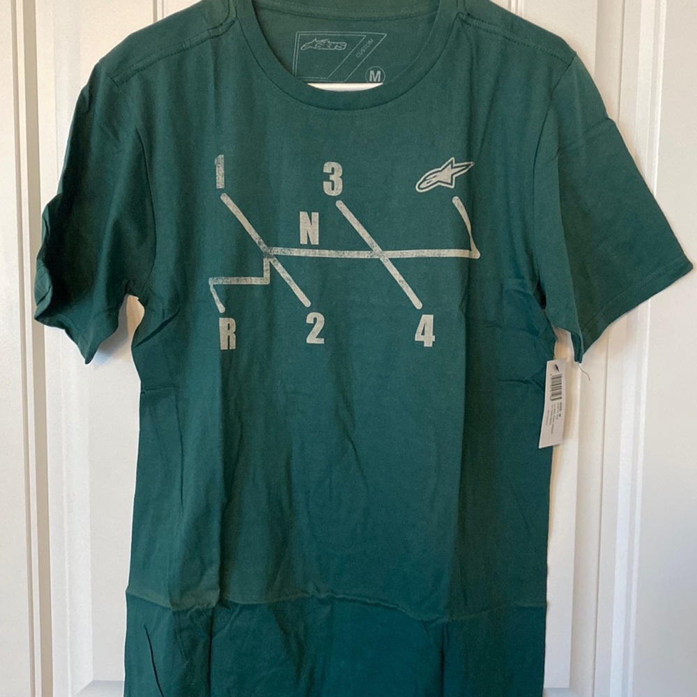 Mens alpinestars tshirt, green, size medium